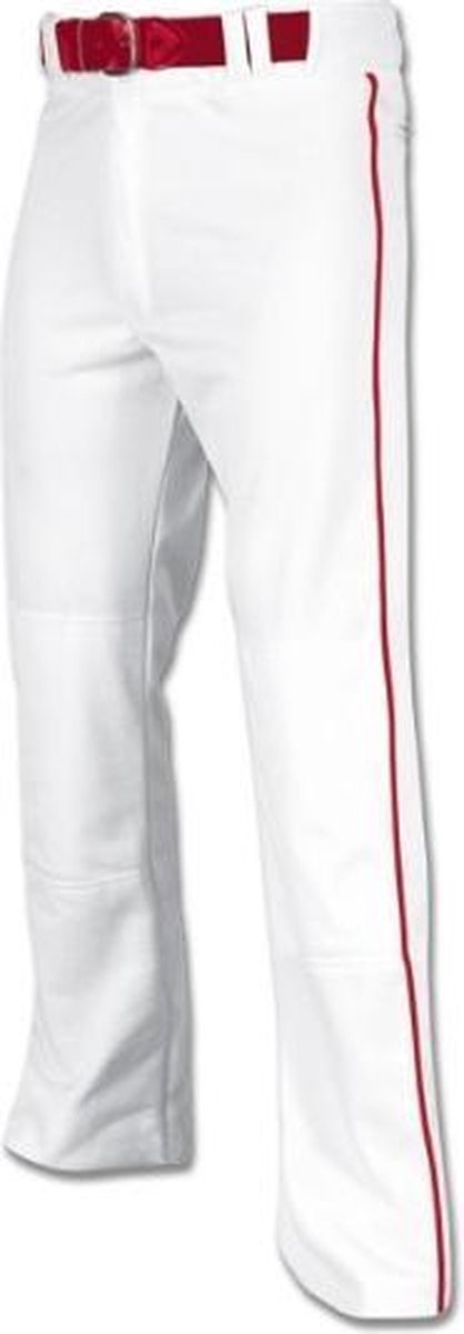 TAG White w/ Red Piping Mens NYLON Baseball Pants - White/Red - 40