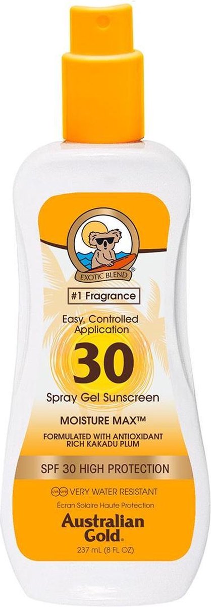 Australian Gold SPF 30 Spray Gel Zonnebrand zonder Bronzer  - 237 ml