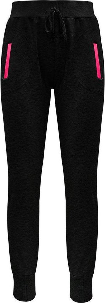 DAMES JOGGINGBROEK - KATOEN - ZWART - FUCHSIA - MAAT XL/XXL