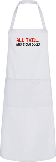 Keukenschort All this...and i can cook! - Wit - One Size - Kerst - cadeau - Cadeau volwassenen