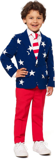 Opposuits Verkleedpak Stars And Stripes Jongens Polyester Maat 110-116