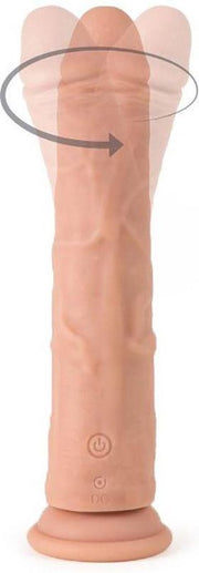 Virgite roterende vibrerende dildo van 21 cm met afstandsbediening - beige