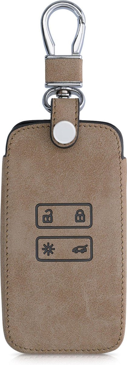 kwmobile autosleutel hoesje voor Renault 4-knops Smartkey autosleutel (alleen Keyless Go) - Autosleutel behuizing in bruin - Vintage Kompas design