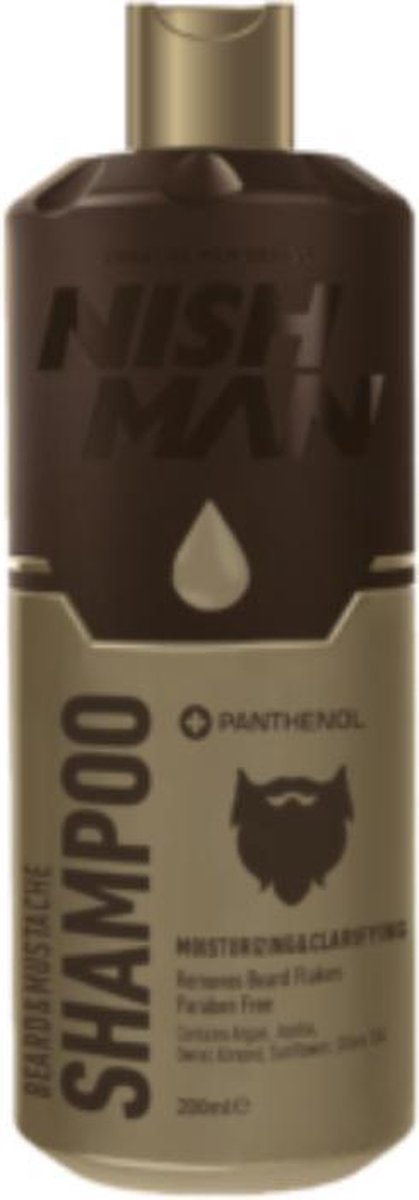 Nish Man | Baard en Snor Set | Shampoo en Conditioner | Panthenol | Parabenen Vrij |  met Argan - Jajoba - Amandel - Olijf Olie | Set van 2 | 200 + 200 ML | Fles