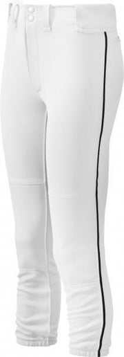 TAG White w/ Navy Piping Womens NYLON Softball Pants - White/Navy - L