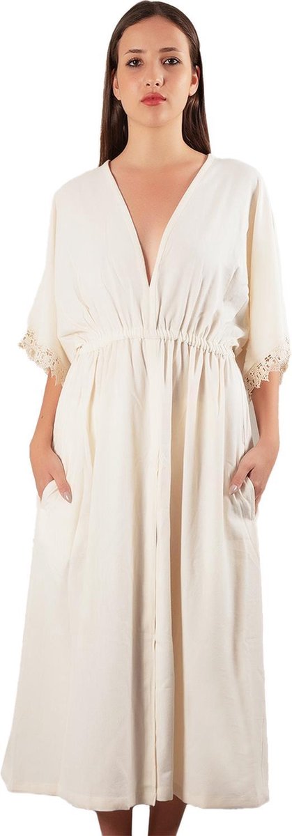 PAMBUCK MALTA Jurken voor Vrouwen -100% Natuurlijke Katoen en Organische Textielverf - Beige - One Size