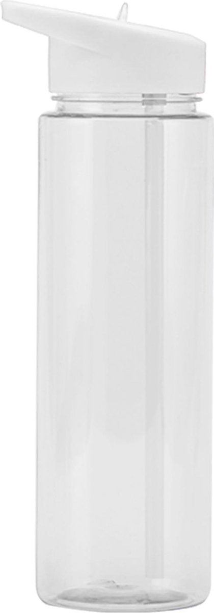 LaCardia - Waterfles met rietje - 750ML - Drinkfles - Transparant- Wit