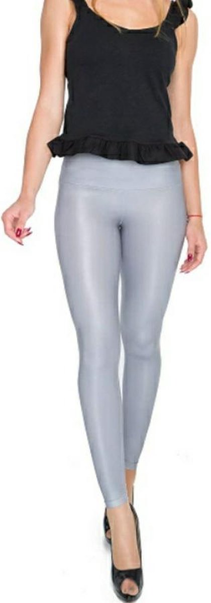 Imitatieleer Legging Dames - Grijs - Maat XXXL/3XL 'Ishelle'