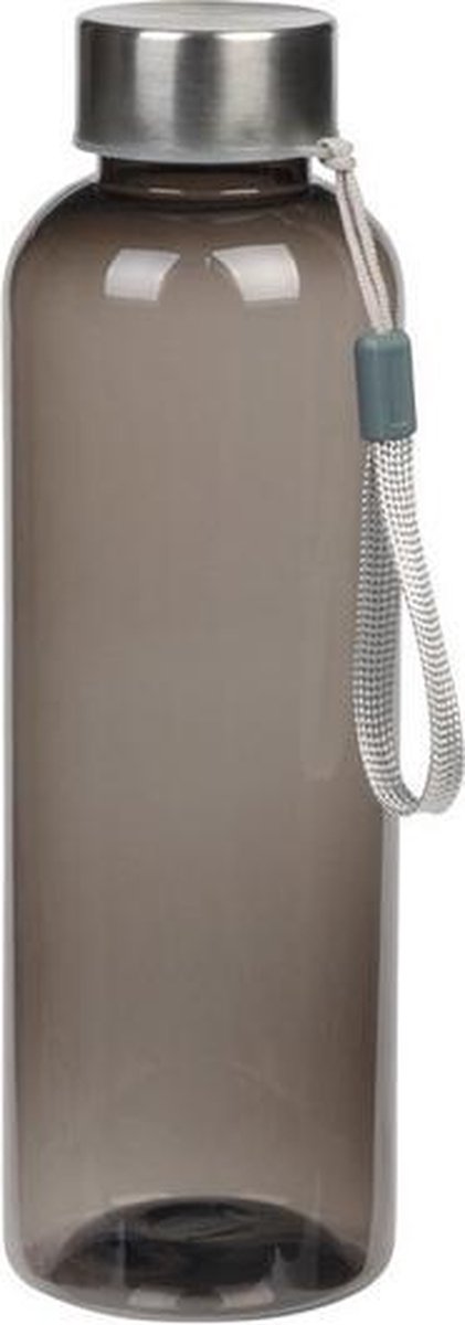 Grijze drinkfles/waterfles met RVS schroefdop en nylon polslus 550 ml - Sportfles