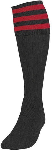 Precision Voetbalsokken Stripe Junior Nylon Zwart/rood Mt 30-34
