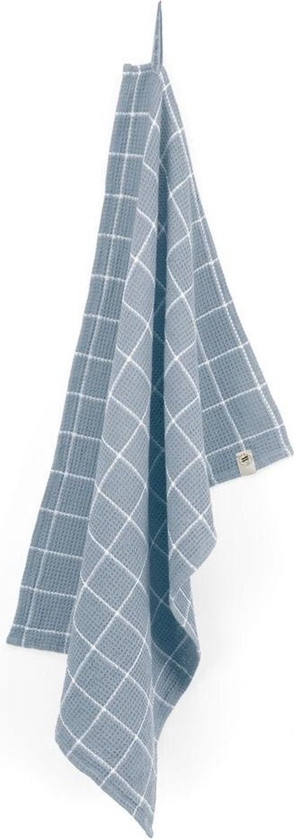 Walra Keukendoek Dry with Cubes - 50x70 - 100% Katoen - Jeans Blauw
