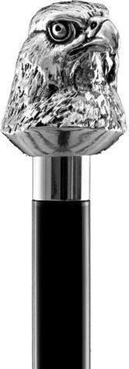 MadDeco - kop van Valk - Beukenhouten wandelstok met zilver verguld handvat - Italiaans design