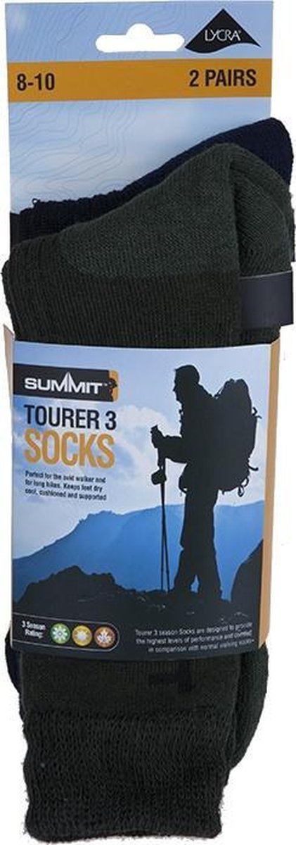 Summit Wandelsokken Unisex Blauw/groen Twee Paar Maat 8-10 | 42-44