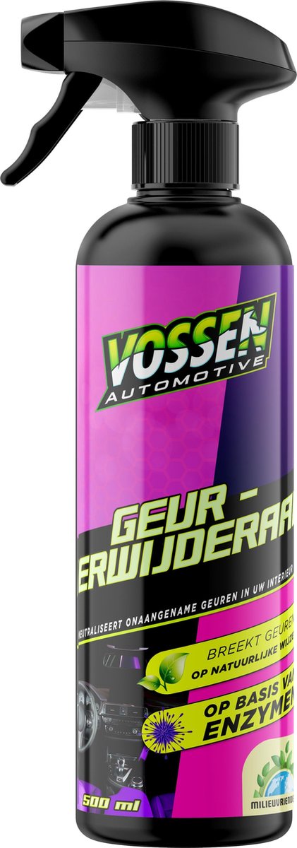 Geurverwijderaar - Breekt onaangename geuren af - Transformeert de vervuiling in schade- en geurloze bestanddelen - Uitermate geschikt voor auto interieurs en moeilijk te bereiken plaatsen