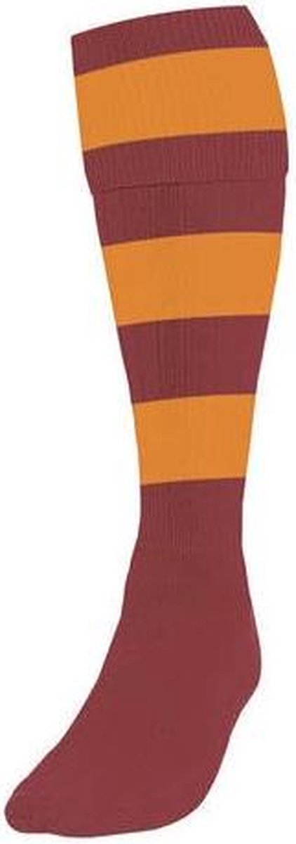 Precision Voetbalsokken Hooped Junior Nylon Bordeaux/oranje Maat 30-34
