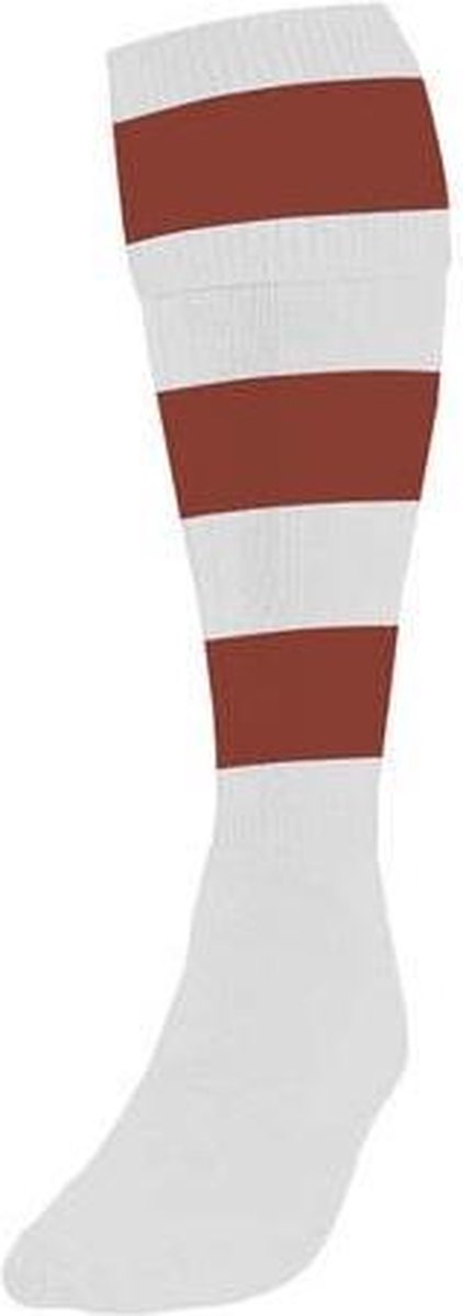 Precision Voetbalsokken Hooped Unisex Nylon Wit/bordeaux Maat 40-44