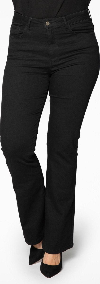Yoek | Grote maten - dames jeans flare - zwart