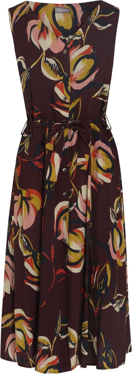 Cassis - Lange jurk in viscose met bloemenprint - Aubergine