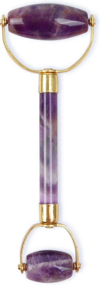 Amethist -roller met dubbele kop - Natural Chemical Free Crystal in een zijde-gevoerde doos