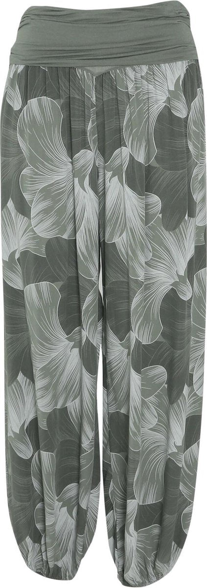 Cassis - Broek in viscose met bloemenprint - Kaki
