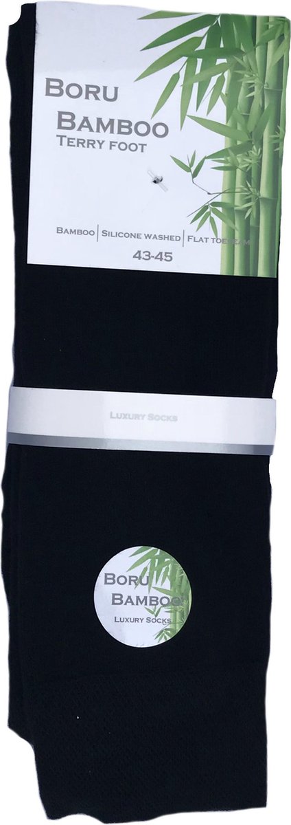 Boru Bamboo terry foot sokken - 3-pack - zwart - 39/42