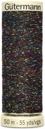 Gütermann creativ garen zwart metallic borduurgaren - col 71 - black rainbow - 50 m w331- naaigaren glitters