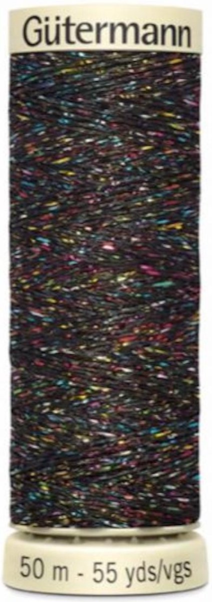 Gütermann creativ garen zwart metallic borduurgaren - col 71 - black rainbow - 50 m w331- naaigaren glitters