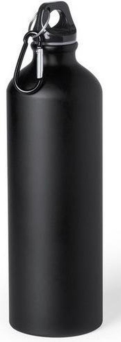 Atipick Drinkfles Met Karabijnhaak 800 Ml Aluminium Zwart
