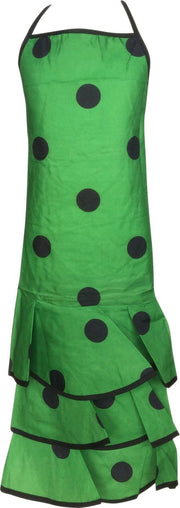 Spaanse schort - Flamenco - keukenschort groen zwarte stip verkleedkleding