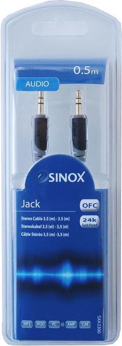 Sinox 2m 3.5mm audio kabel 5 m Grijs