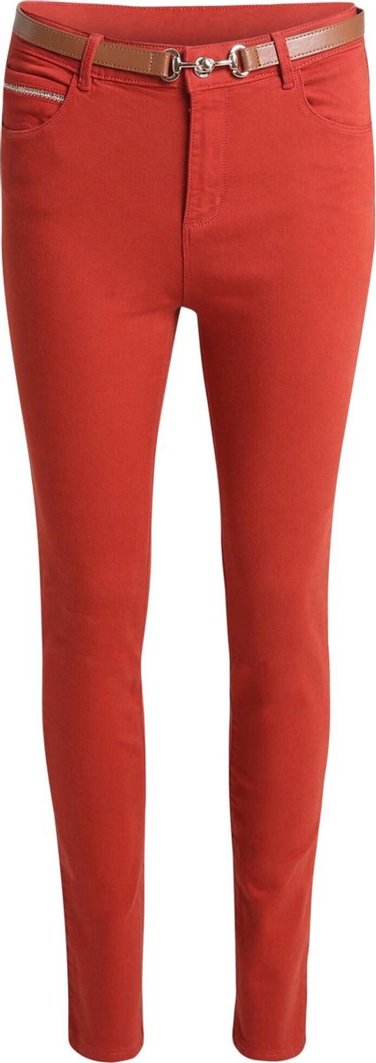 Cassis - Slim broek - Roodbruin