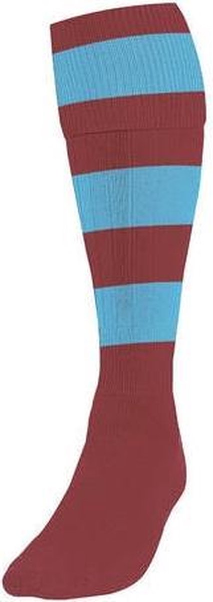 Precision Voetbalsokken Hooped Nylon Bordeaux/blauw Maat 30-34