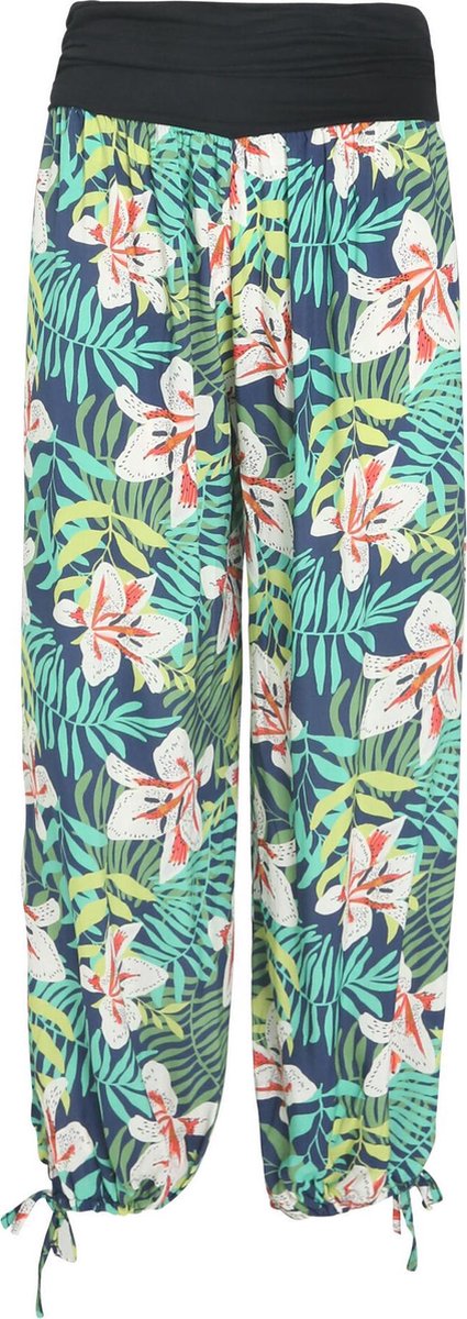 Cassis - Broek in viscose met tropische print - Groen