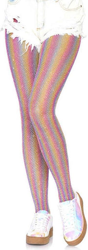 Leg Avenue Visnet panty Lurex Rainbow Roze