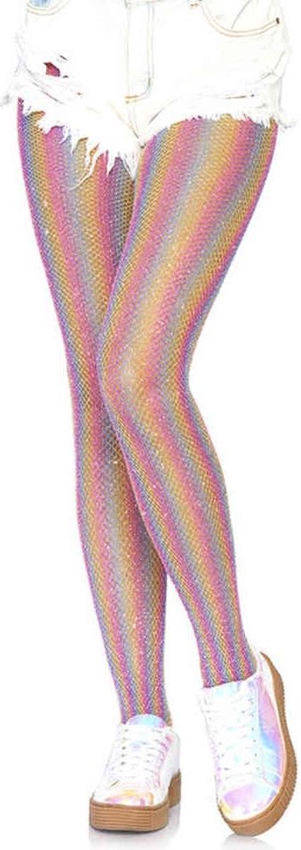 Leg Avenue Visnet panty Lurex Rainbow Roze
