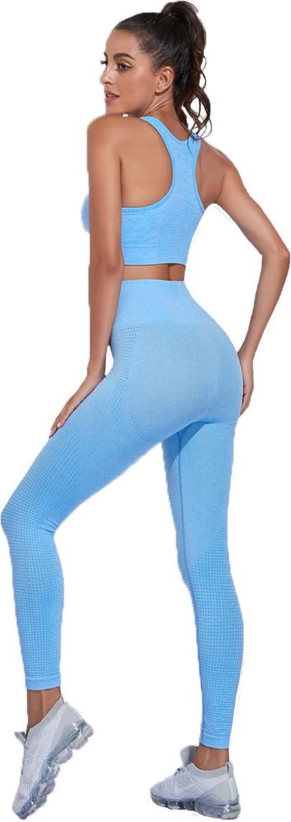 Easylux Fit™ - Maat M - Fitness Set - Sportkleding - Dames kleding - Blauw - BH en Legging - Sportlegging