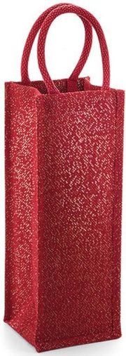 Shimmer Jute Bottle Bag (Rood)