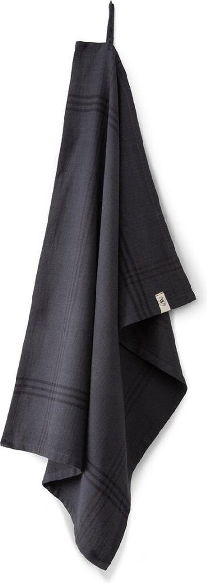 Walra Theedoek Line Out - 50x70 - 100% Katoen - Off Black
