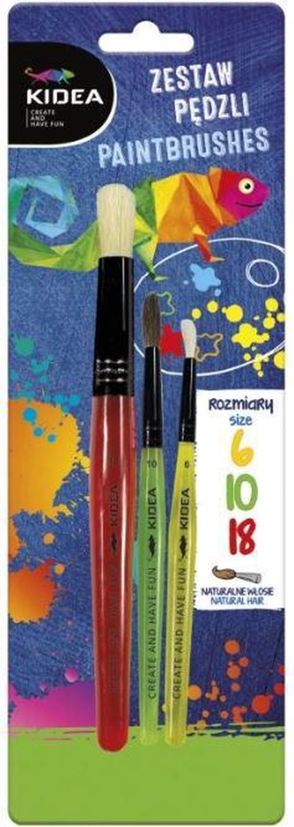 Kidea Schilderpenselen Rood/geel/groen 3-delig