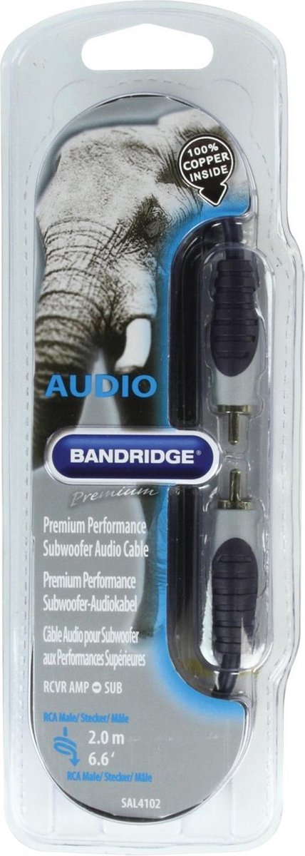 Bandridge SAL4102 audio kabel 2 m RCA Zwart
