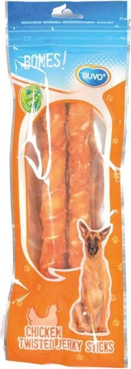 Duvo+ Twisted chicken jerky sticks 2st - 25cm - 122g