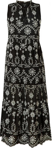 YESTA Jailee Maxi-Dress - Black/White - maat 2(50)