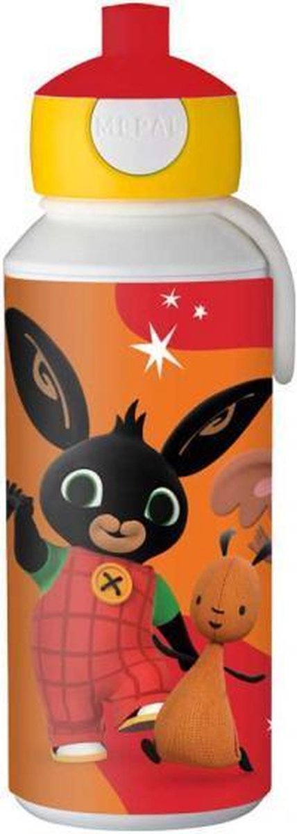 Stor Drinkfles Pop-Up Bing 400 Ml Wit/Oranje