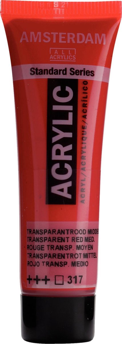 Acrylverf - Transparant rood middel - Amsterdam - 20ml