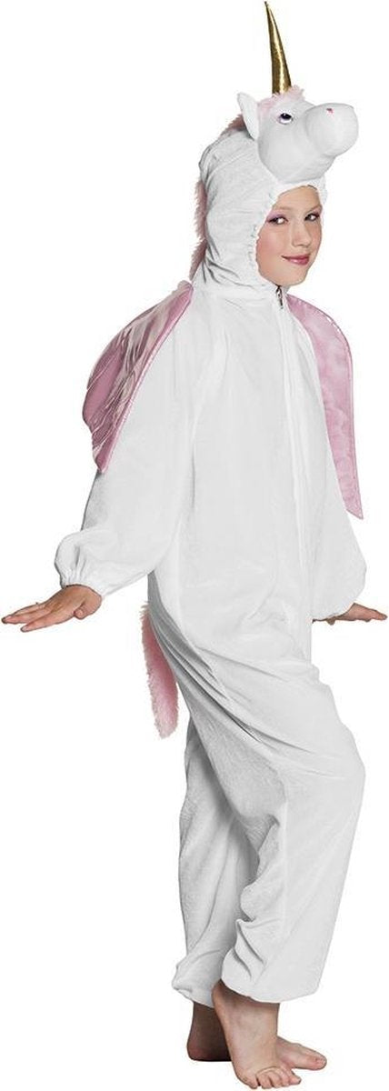 Wit met roze pluche eenhoorn kostuum voor kinderen - Verkleedkleding