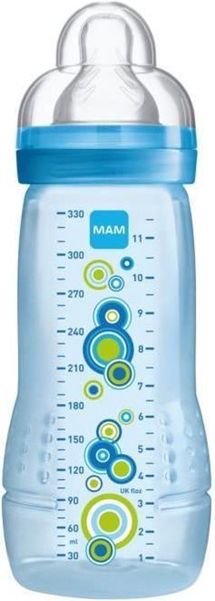 MAM Babyfles Easy Active 2e leeftijd - 330 ml - Vanaf 6 maanden - Speenstroom X - Blauw