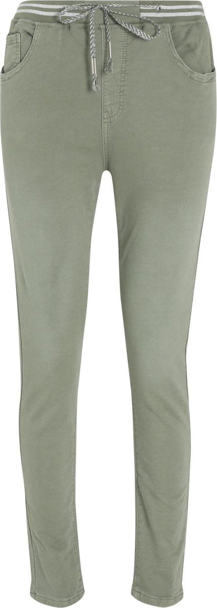 Cassis - Katoenen broek met foulardriempje - Kaki