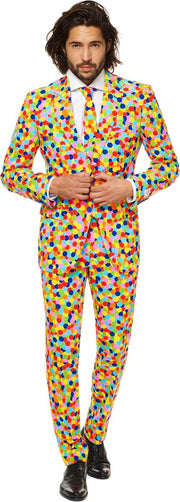 OPPOSUITS - Mr. Confetti Opposuits kostuum voor mannen - S / M (48) - Volwassenen kostuums