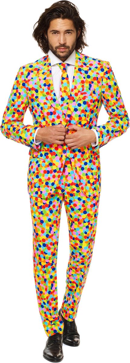 OPPOSUITS - Mr. Confetti Opposuits kostuum voor mannen - S / M (48) - Volwassenen kostuums