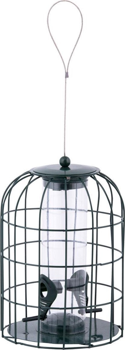 Metalen vogel voedersilo/voederkooi 26 cm  -  Mussen/Mezen kleine vogeltjes - Winter voeder huisjes